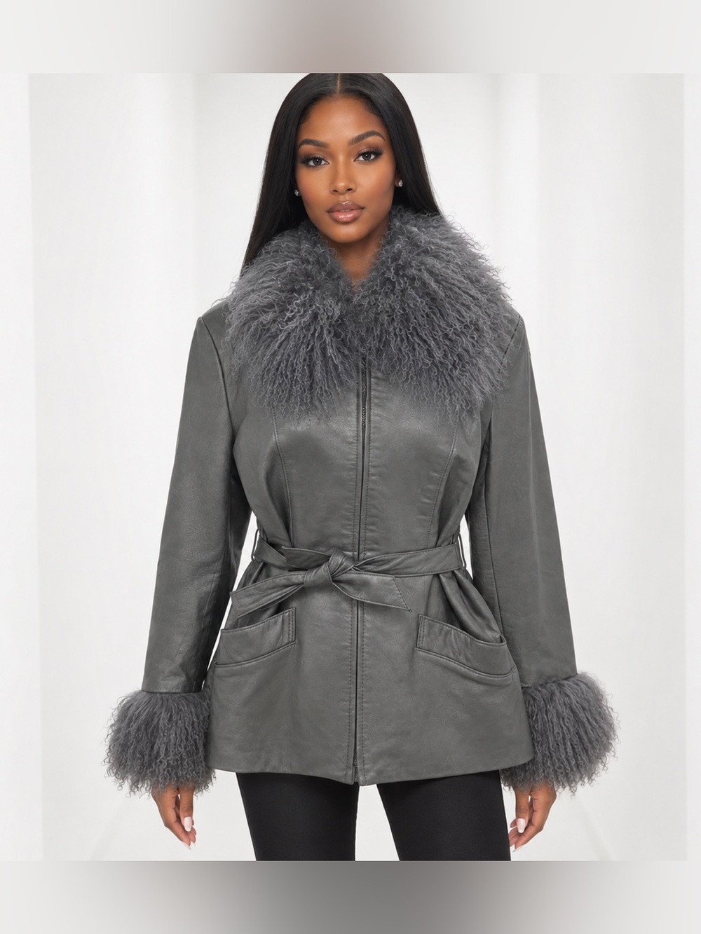Cuir Oscar Leopold Gray Leather Jacket 100% Mongolian Sheepskin #Cybermondaysale